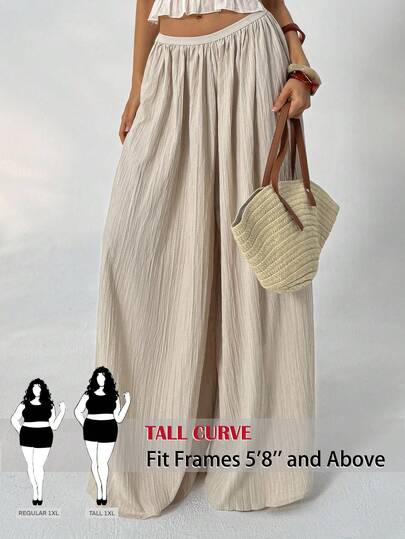 SHEIN Tall CURVE CURVE New Plus Size Women's Tall GirlsWomen Casual Textured Loose Palazzo Pants, Versatile For Daily Wear ,High-Waisted Makes You Look Slimmer And Your Legs Longer, Tall Women Pants,Suitable For Tall Women.High-Waisted Makes You Look Slimmer And Your Legs Longer, Suitable For Tall Women.Old Money Style,Suitable For All Seasons And Occasion,Suitable For Tall Girls& Women, Summer Wide-Leg Pants Pants Summer Summer Wide-Leg Pants Pants Summer Outfits Summer Holiday Outfits Long Summer Pants For Women Spring Outfit ,Wide-Leg Pants,Office Pants,Elegant Pants,Casual Pants, High-Waisted Slimming Wide-Leg Pants For Summer,Elegant Women's Ceremony Pants ,Elegant Pants For Party,Elegant Pants For Ladies,Elegant Long Pants, Vacation Outfits Women,Holiday Outfits For Women,Summer Holiday Outfits,Summer Vacation Outfits,Casual Pants For Women ,Sexy Pants For Women,Carnival Carnival Costume Carnival Women Look 2026 2026 Carnival Women Carnival Clothes Carnival Costume Women