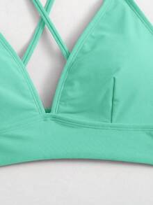 Swim Basics Top de bikini de tirantes finos y espalda descubierta para el verano - verde menta - Ver 5