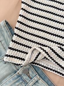 Tops sin mangas de cuello redondo holgados, casuales y cómodos con rayas para niñas preadolescentes, versátiles para el verano, ir y venir, vacaciones en la playa y ropa de estar en casa - Multicolor - Ver 5