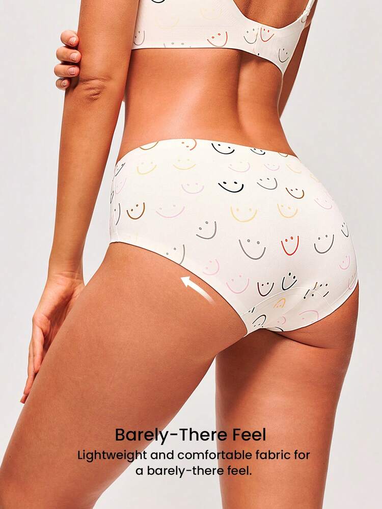 2er-Pack Mittlere Taille Basics Unsichtbare Druck Höschen Damen Unterwäsche Set