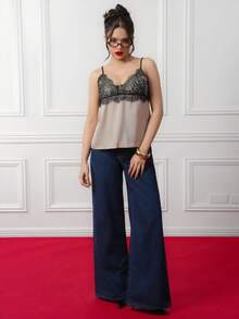 Criza Taa Women's Lace Collar Decor Camisole, Elegant For Urban Commute And Business Going Out Outfits - Apricot - View 6