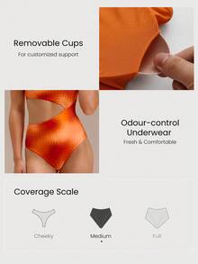 GLOWMODE Chlorine-Resistant Beach To Boardwalk Sun-Protective One-Shoulder Strap Side Cutout High Cut One Piece Swimsuit Swimming Pool Red Orange Sexy - Multicolor - View 6