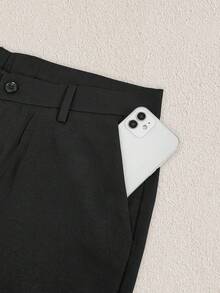 Mercer Haus Pantalones casuales de unicolor con bolsillo en diagonal para hombres, para el otoño - Negro - Ver 4