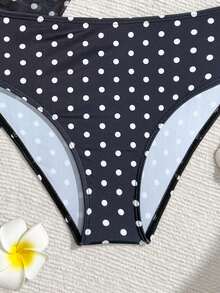 Bộ bikini hai mảnh in chấm bi mùa hè dành cho bé gái - màu đen - Xem 5