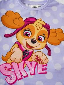 SHEIN | PAW Patrol 女童波点卡通印花T恤和短裤套装 - 淡紫色 - 查看 6