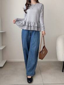 FRIFUL 女士休闲波点印花衬衫，夏季 - 灰色 - 查看 4