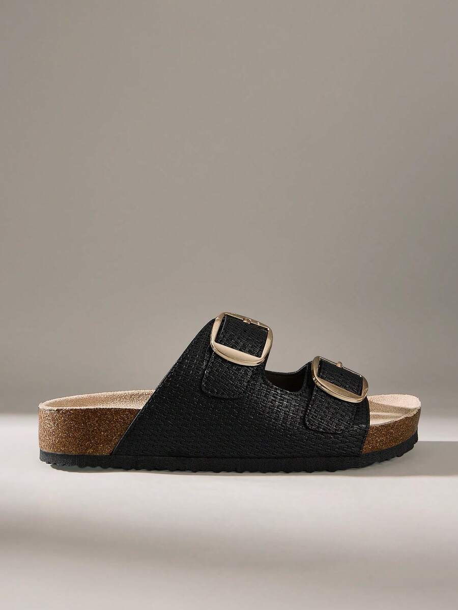 Solecia Women's Adjustable Buckle Casual Beach Slippers For Christmas Summer Shoes - Black - View 1