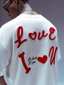 STYNVO 男士字母刺绣圆领休闲宽松短袖T恤 - 白色 - 查看 5