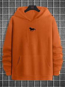 EURMUSE Sudadera Con Capucha Y Cordón De Hombros Caídos Con Estampado De Caballos Para Hombre - Amarillo - Ver 3
