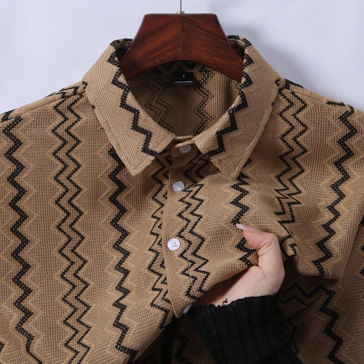 Camisa de manga corta con textura y rayas, talla estándar para hombre, regalo para el novio