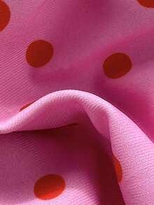 Swim Mod 2-Piece Floral Print Mesh Trim Halter Bikini Set, Sexy Swimwear Summer Picks Pink Bikini Ruffle Trim Bikini Tie Side Bikini Polka Dot Bikini - Pink - View 8