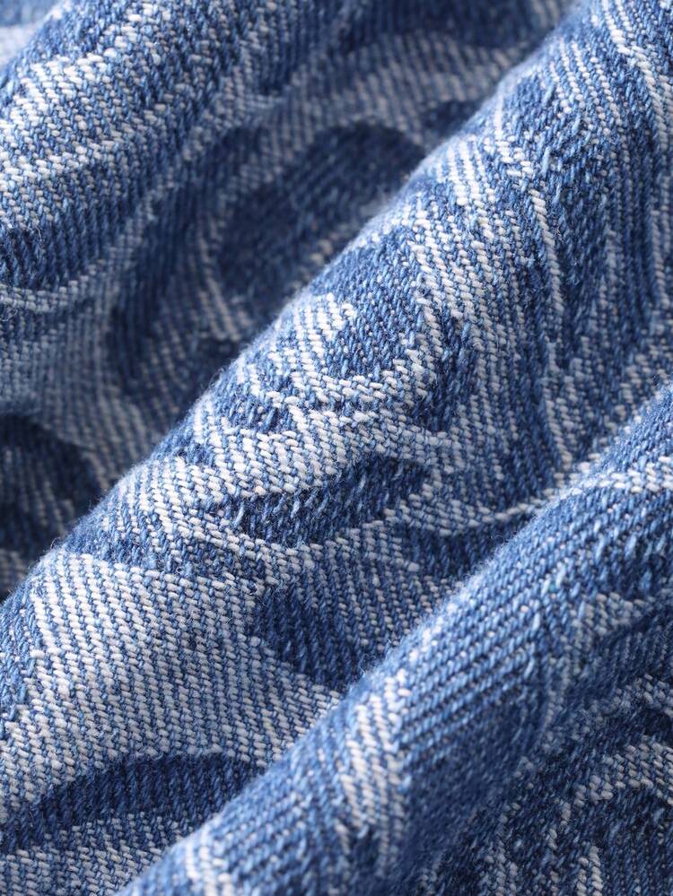 Women's All-Over Print Casual Versatile Denim Top For Daily Wear