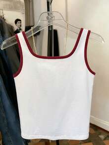 Resyla Best-Selling Striped High-Quality Cotton Slim Fit Tank Top For Women - Red and White - View 2