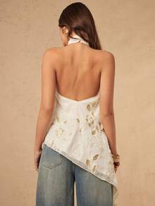 Silquee Áo camisole nữ màu trơn tối giản, trang trí sequin, thích hợp mặc hàng ngày. - Màu be - Xem 2