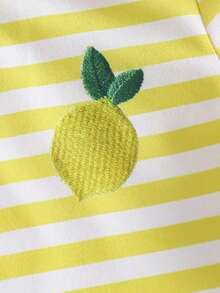 Young Girl Summer Casual Striped T-Shirt And Shorts Set - Multicolor - View 6