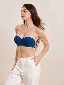 Áo ngực ren gợi cảm nửa cúp màu xanh dương Peach Girl dành cho phụ nữ ngực nhỏ, có đệm mút và gọng tháo rời. - Màu xanh lam - Xem 8