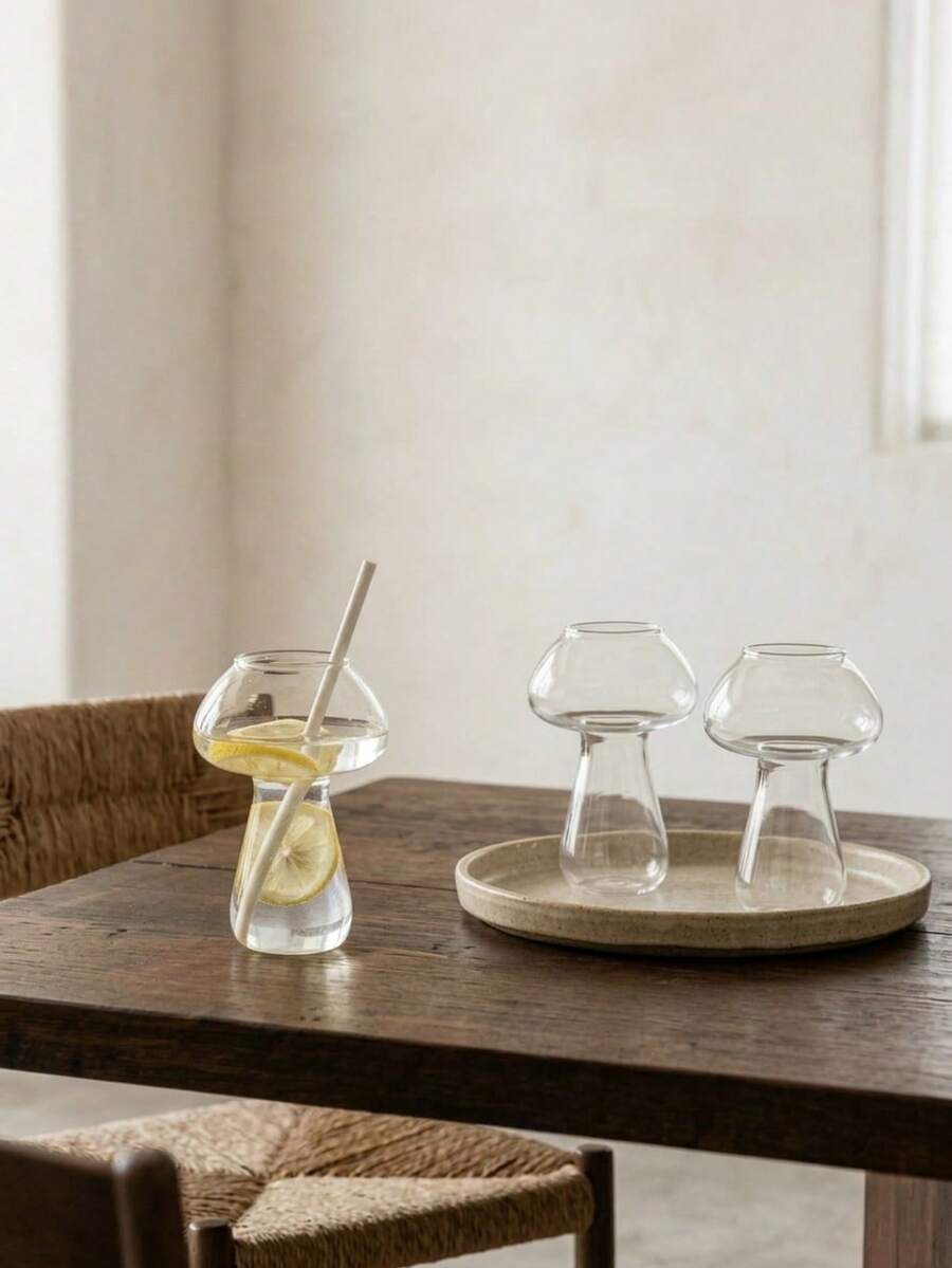 Cirelle 1个透明玻璃鸡尾酒杯创意蘑菇杯香槟杯红酒杯个性化玻璃杯 - 透明色 - 查看 1