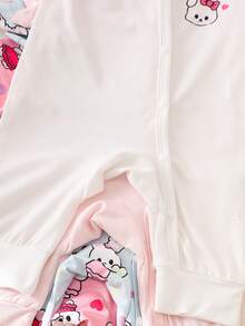 4-Piece Baby Cute Short Sleeve Jumpsuits For Summer,Pink Blue White Rabbit Bear Heart Print Sleepwear Jumpsuits For Family Matching Toddler - Multicolor - View 5