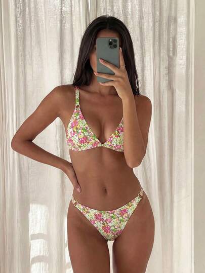 Swim Mod 女士性感碎花比基尼套装，海滩度假风