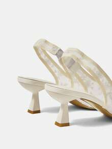 CUCCOO HITCHD Zapatos de tacón de aguja con correa transparente para mujer, sandalias de novia de estileto para boda - Blanco - Ver 11