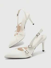 CUCCOO BIZCHIC New Spring And Autumn Fashion Pointed Toe Slingback Buckle Women's Shoes - Off-white - View 3