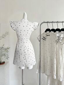Sweetra New Chinese Style Retro Long Dress, Summer Cinched Waist Design, Cute Cap Sleeve Cheongsam Dress For Women - Black and White - View 2