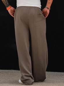 DAZY Long Brown Elastic Waist Loose Fit Men's Pants - Brown - View 2