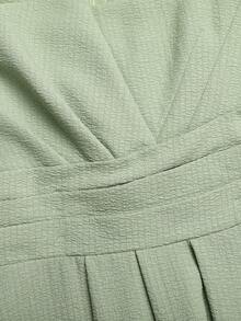 SHEIN Vestido corto de manga corta elegante tejido verde para niñas preadolescentes - Verde - Ver 7