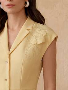 ZEYLAH 花卉刺绣纽扣连衣裙 - 黃色 - 查看 1