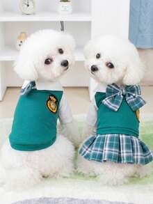 PETSIN Quần áo cho chó, quần áo cho mèo, bộ đồ cho thú cưng hai chân, quần áo đôi, váy sơ mi mới đầu mùa xuân, quần áo cho chó, quần áo cho mèo, quần áo cho động vật, quần áo mùa xuân cho chó, quần áo mới cho động vật nhỏ kiểu Châu Âu và Mỹ. - Nhiều màu - Xem 2