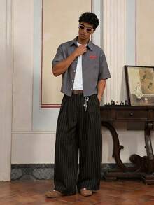 SWAVVY Pantalones casuales y holgados con bolsillos en diagonal para hombres - Azul Marino - Ver 4