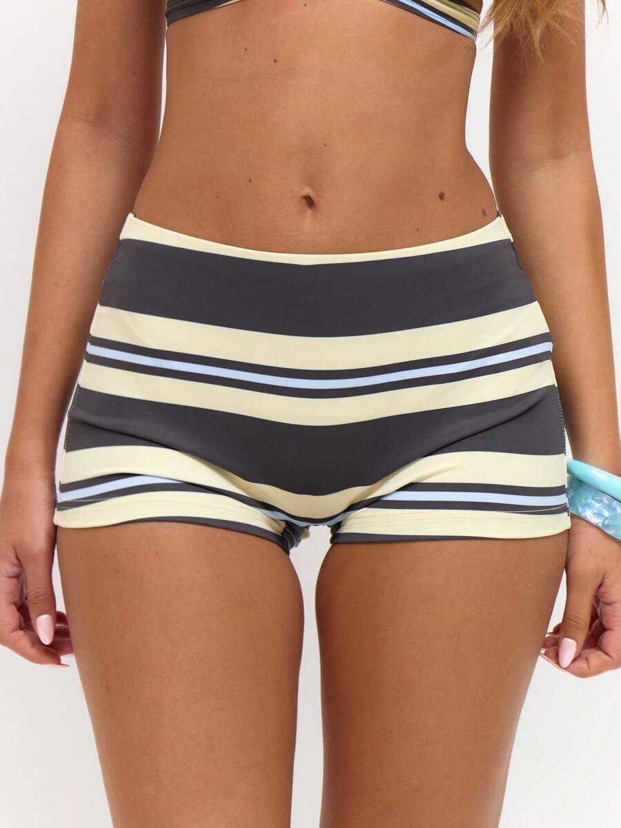 MUSERA Stripe Print Micro Mini Shorts Cute Festival Spring Summer Vacation Holiday Classy Elegant Night Out Date Night - Multicolor - View 1