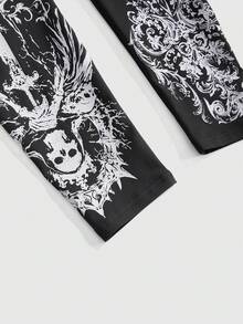ROMWE Gothic Skull & Thorny Rose Print Leggings - Black - View 4