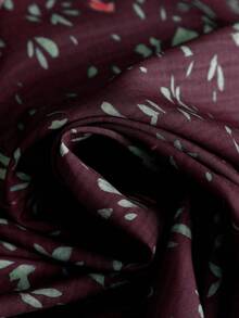 Rusticease 大码女式早春短袖红色碎花连衣裙 - 酒紅色 - 查看 7