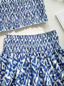 Tween Girls' Casual Everyday Comfortable Tie-Dye Print Camisole Top And Skater Skirt Set - Blue - View 7