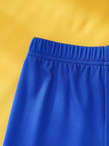 SHEIN | PAW Patrol Ensemble pyjama avec Top à manches courtes col rond et short, imprimé de dessins animés et colorblocking, pour jeune garçon - Bleu azur - Voir 8