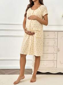 Maternity Ditsy Floral Delivery Dress - Multicolor - View 8