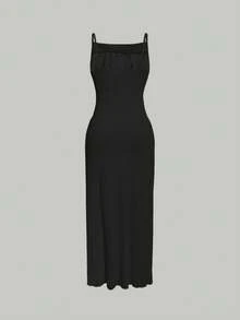 SHEIN MOD Backless Bodycon Spaghetti Strap Dress - Black - View 4