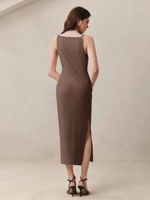 BizChic Đầm midi không tay mùa xuân/hè mới về cho nữ, trang phục công sở trang trọng, trang phục thường ngày thanh lịch, phù hợp cho lễ tốt nghiệp tháng Sáu, khách dự đám cưới, phù dâu, chủ nhà, đi chơi, tiệc sinh nhật, kỳ nghỉ, bãi biển, lễ hội âm nhạc, du lịch, bữa ăn trưa, sân bay. - màu nâu - Xem 6