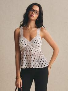 Poéselle Damlinne med prickigt kontrasterande spets - Vitt - Visa 6