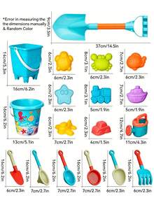 儿童沙滩玩具套装，宝宝玩水、玩沙，包含挖掘工具、铲子和沙滩桶，是送给孩子的完美夏季礼物，适合18个月以上的儿童，颜色和款式随机发货。 - 彩色 - 查看 3