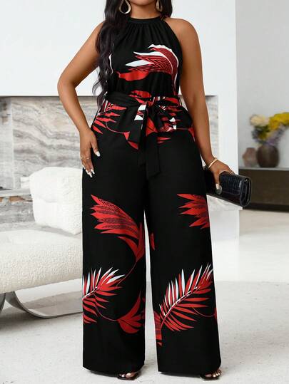 Villa Velisse 大码无袖印花波西米亚风连体裤