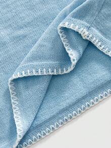 ROMWE MEN Men's Moon Embroidery Crew Neck Casual Vacation Knit Vest - Baby Blue - View 6