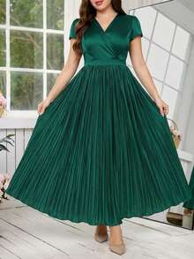 Reflora 大码女士优雅印花连衣裙，夏季婚礼宾客礼服 - 彩色 - 查看 4