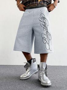 TOKVUE 男士街头风畅销二合一腰带英文刺绣运动裤，适合户外音乐节、日常出行、朋友聚会、送给男友/老公的礼物、周年纪念礼物，浅灰色 - 彩色 - 查看 7