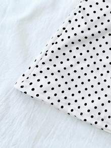 SHEIN Tween Girl Casual Minimalist Comfortable Polka Dot Backless Top,Kids - White - View 5