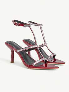 CUCCOO CHICEST Giày sandal cao gót dành cho nữ - Màu Đỏ Sâu - Xem 1