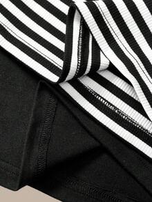 SHEIN BASICS 2件装女士夏季休闲度假日常通勤简约百搭纯色及条纹印花修身抹胸上衣 - 彩色 - 查看 9