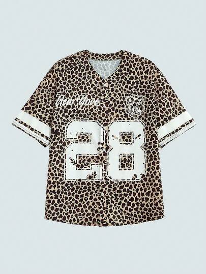 Modcrash Áo sơ mi nam tay ngắn in họa tiết da báo, kiểu dáng retro Mỹ, unisex, dáng rộng thoải mái, phù hợp cho trang phục mùa hè – Thích hợp cho mặc hàng ngày và đi nghỉ hè.