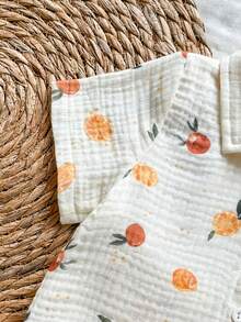 SHEIN Vintaside Kids Baby Boy Fruit Print Short Sleeve Shirt And Shorts Set - Apricot - View 6